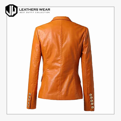 Tan Leather Blazer Womens