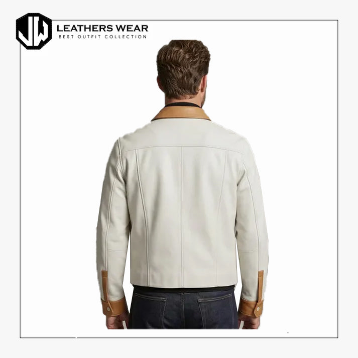 Two Tone Leather Shirt Men