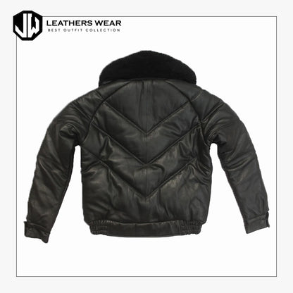 V Bomber Sheepskin Leather Jacket
