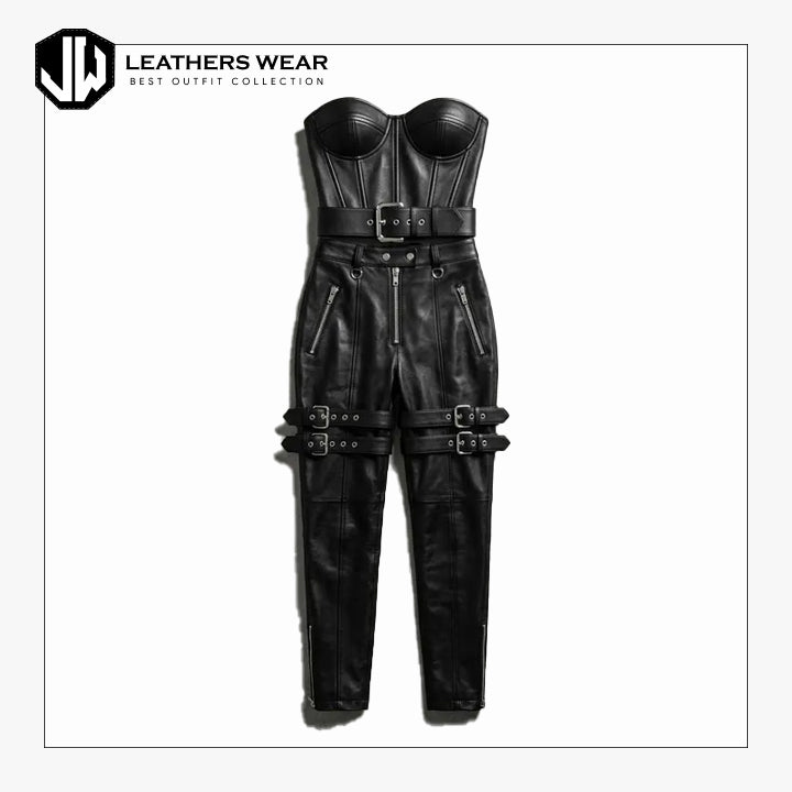 Vegan Leather Strapless Bustier Romper