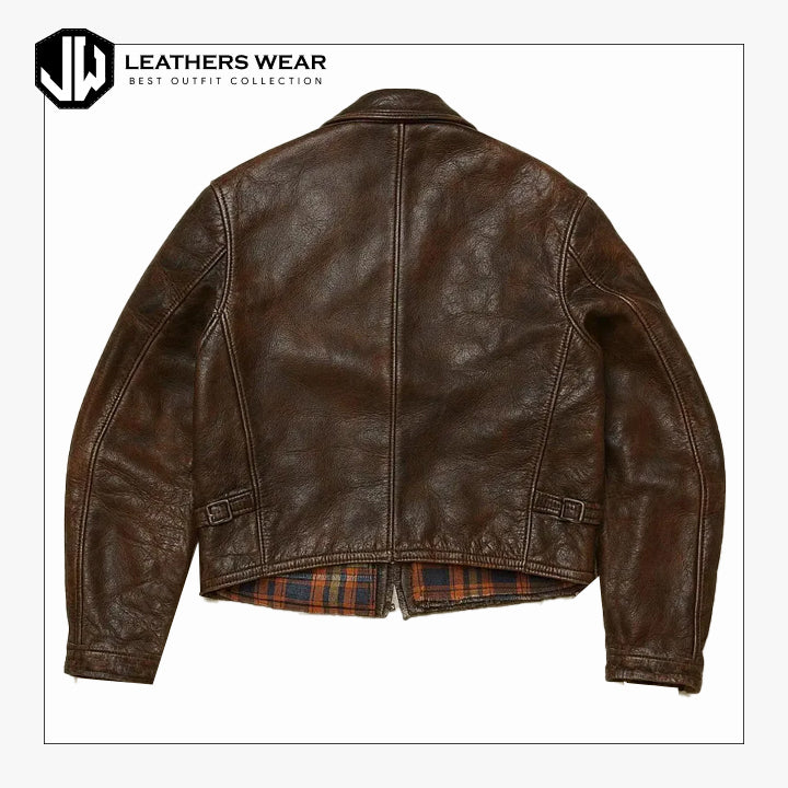 Vintage Distressed Brown Leather Jacket