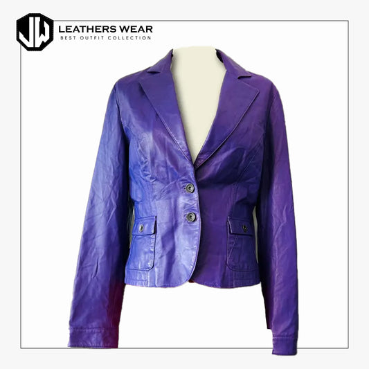 Vintage Purple Genuine Leather Blazer