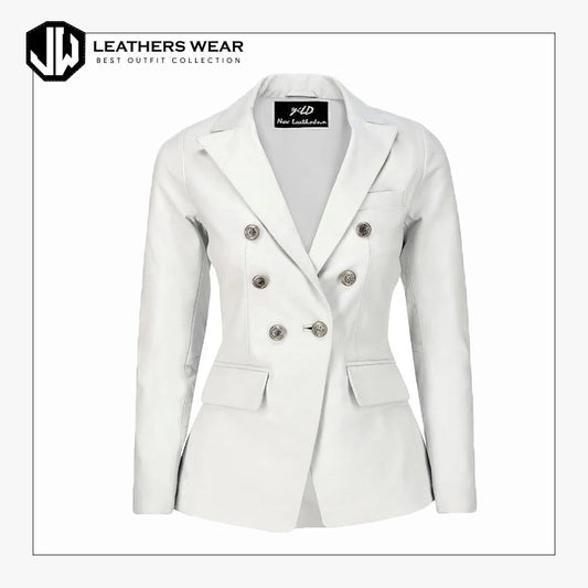 White Leather Blazer Leathers Wear