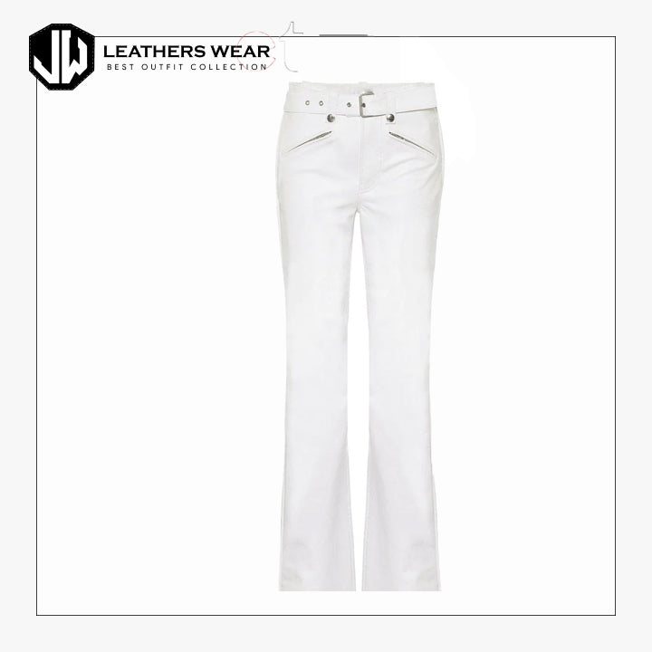 White Leather Pants Womens