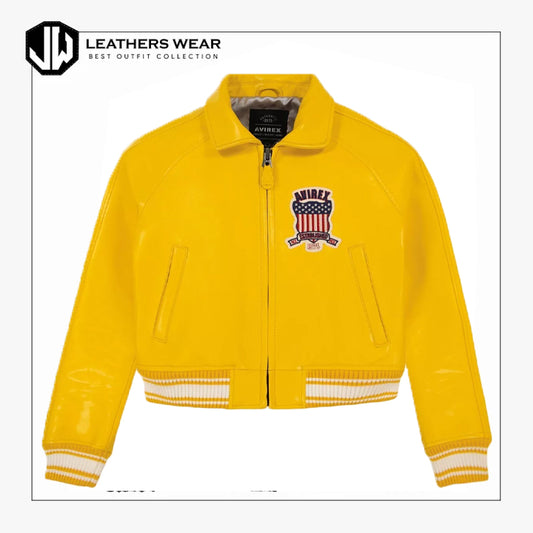 Women Avirex Yellow Bomber Jacket