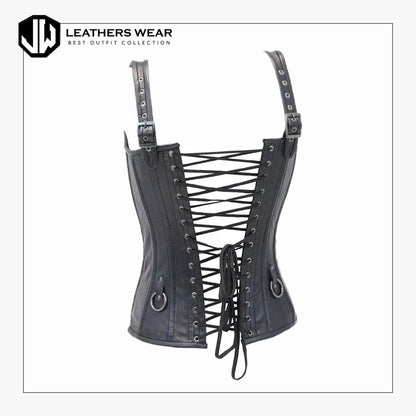 Women Black Premium Lambskin Leather Corset