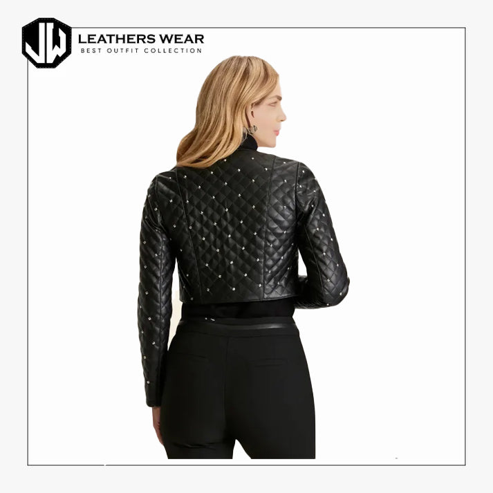 Women Cropped Black Gothic Jacket