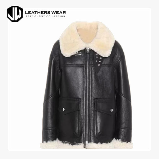 Women Sheepskin Leather Shearling Jacket