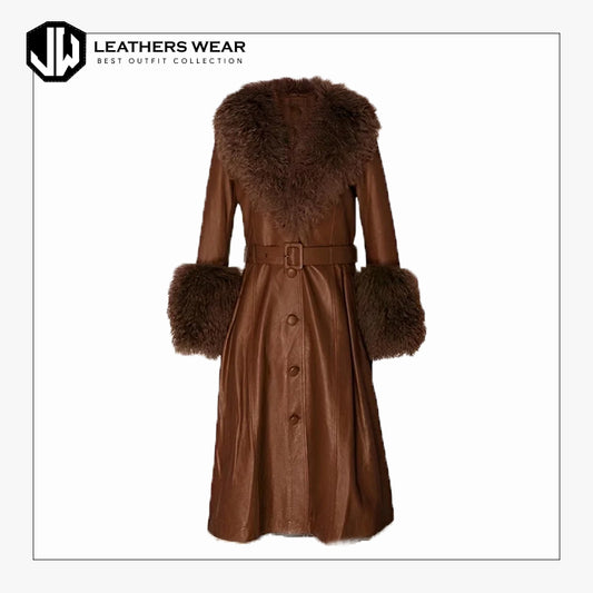 Women Trendy Brown Fur Coat