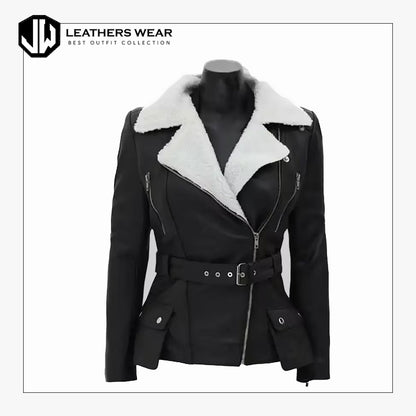 Women’s Black Leather Shearling Jacket
