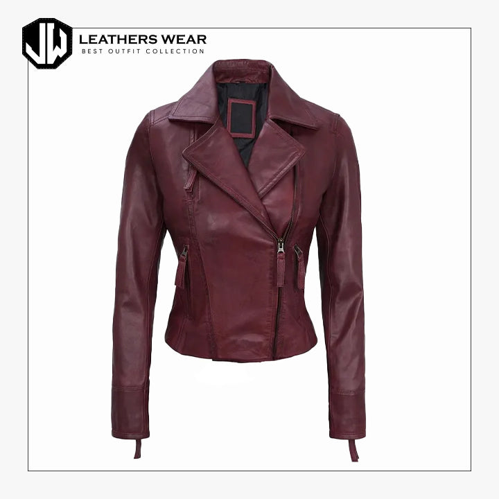 Women's Dark Maroon Leather Jacket