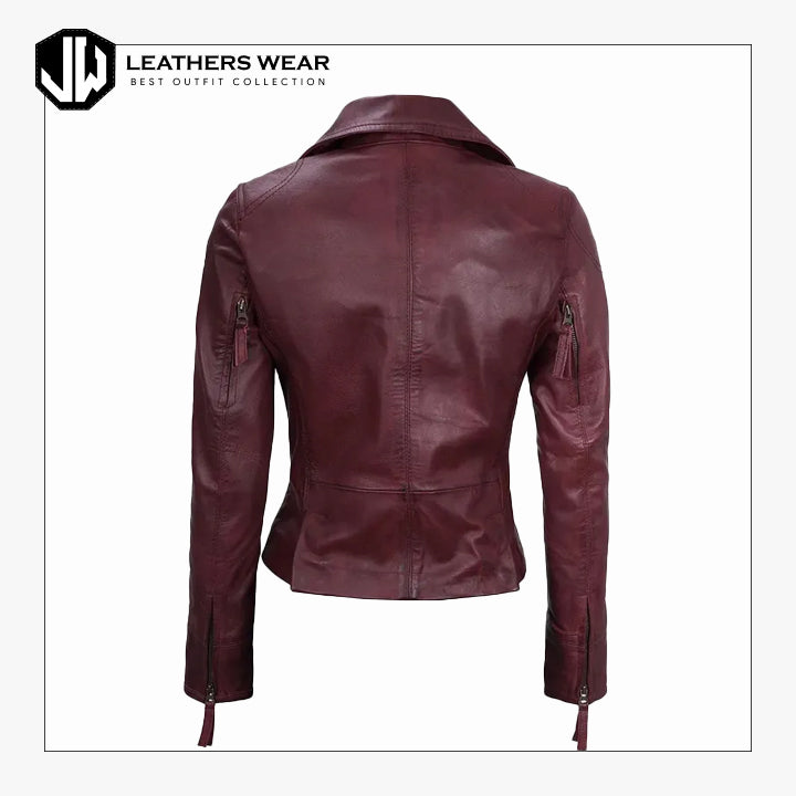 Women's Dark Maroon Leather Jacket