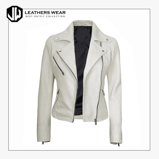 Women's Off White Leather Jacket