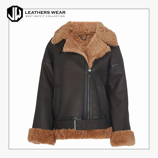 Women's Sheepskin Leather Biker Jacket