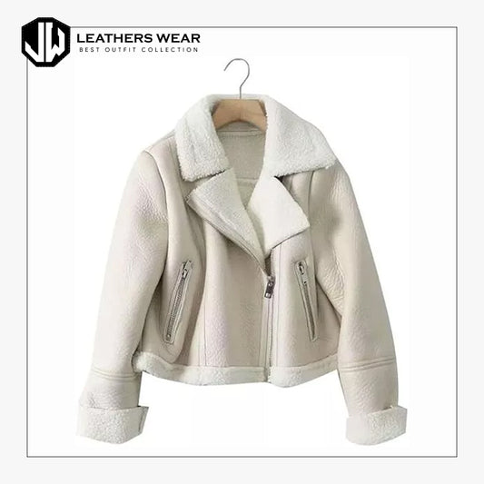 Women's White Flying Aviator Bomber Jacket