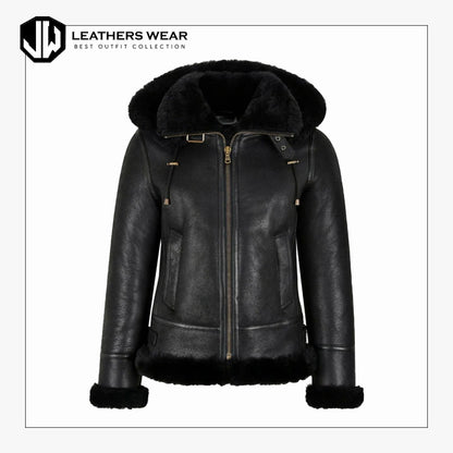 Womens Black Aviator Jacket