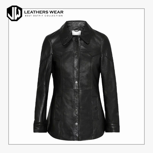 Womens Black Leather Shirt