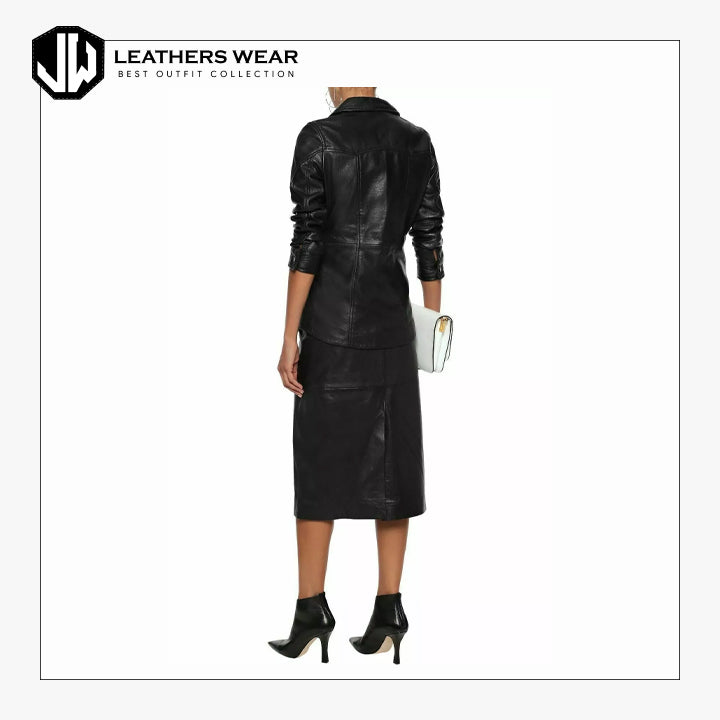 Womens Black Leather Shirt