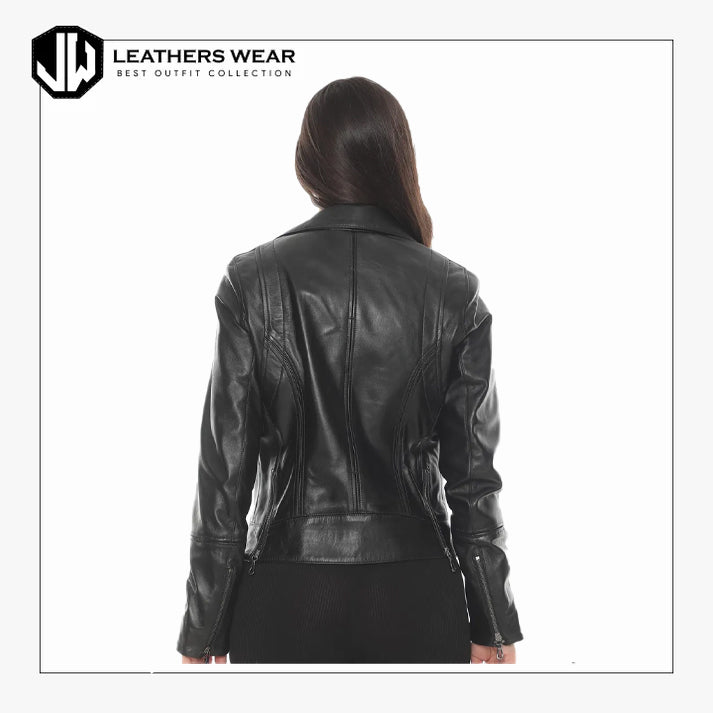 Womens Black short Leather Jacket
