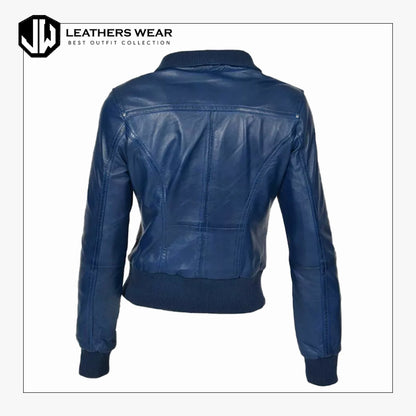 Womens Blue Leather Jacket