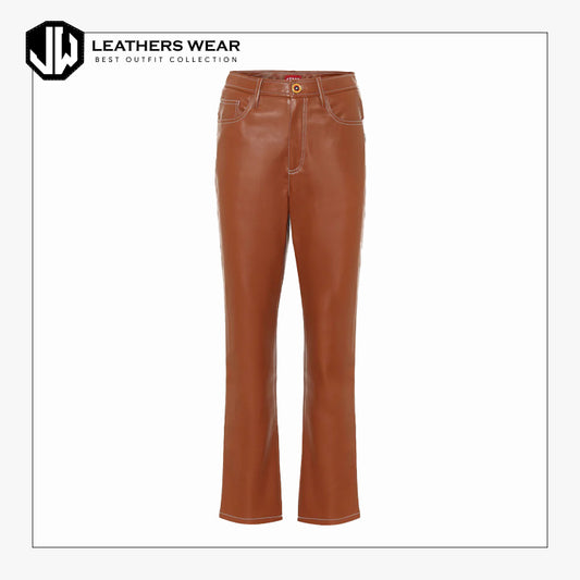 Womens Brown Leather Pants