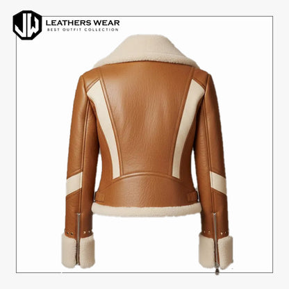 Womens Brown Shearling Leather Jacket