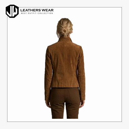Womens Brown Suede Blazer Jacket
