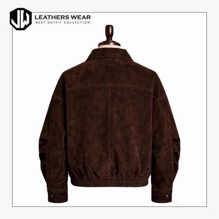 Womens Dark Brown Suede Bomber Jacket