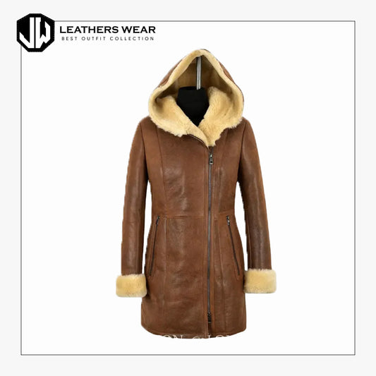 Womens Faux Leather Aviator Jacket