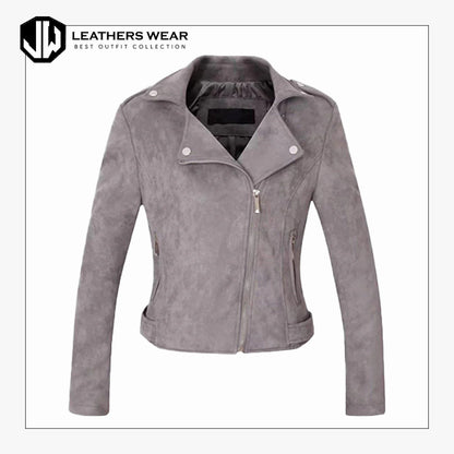 Womens Genuine Leather Bomber Jacket