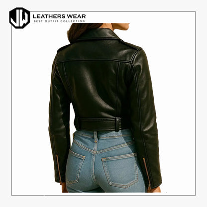 Womens Genuine Leather Moto Jacket