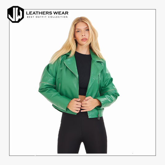 Womens Green Leather Jacket
