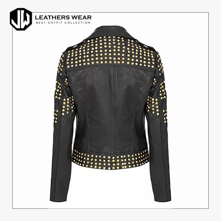 Womens Heavy Punk Rock Biker Leather Jacket