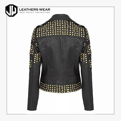 Womens Heavy Punk Rock Biker Leather Jacket