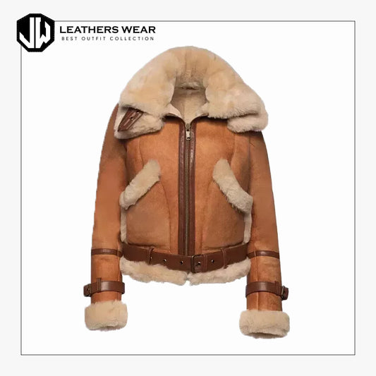 Womens Leather Jacket with Shearling