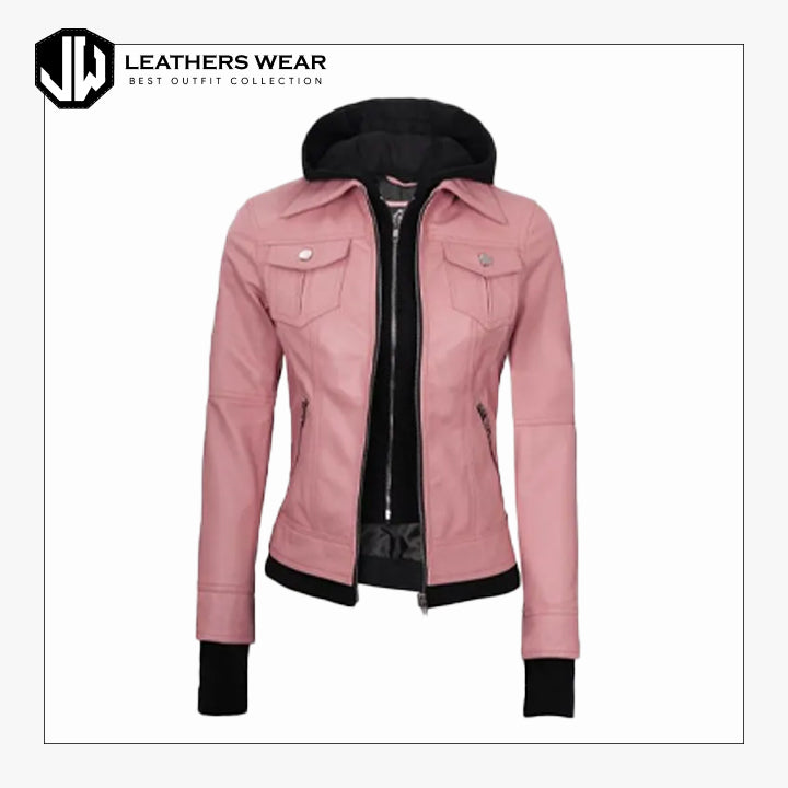 WomensPinkLeatherJacket