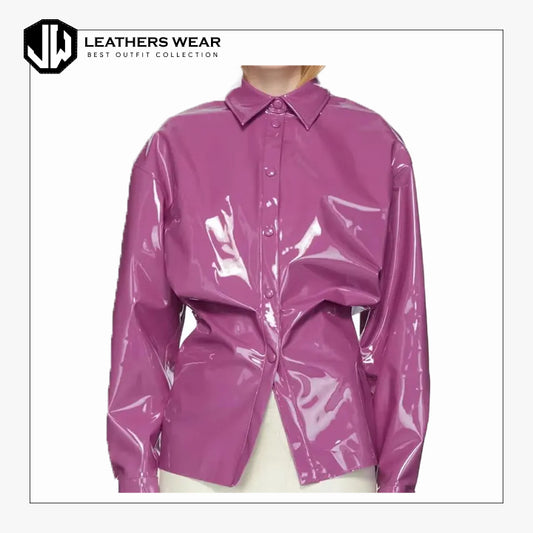 Womens Purple Leather Shirt