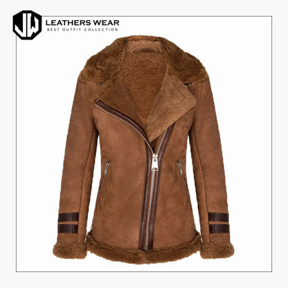 Womens Shearling Bomber Fur Jacket