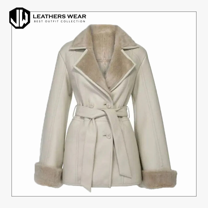 Womens Sheep Leather Long Fur Coat