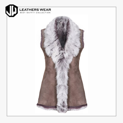 Womens Soft Real Sheepskin Leather Waistcoat