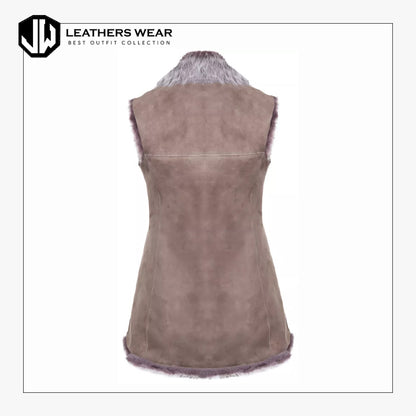 Womens Soft Real Sheepskin Leather Waistcoat