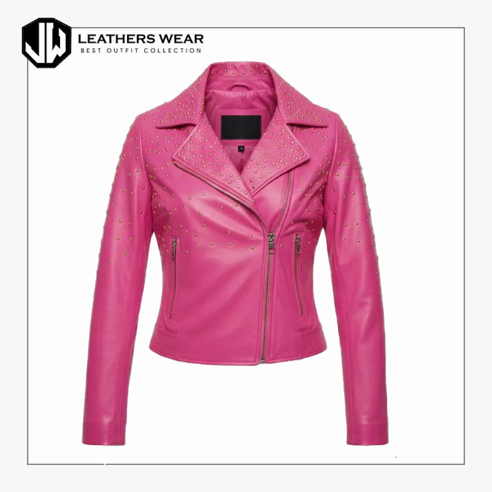 Womens Studded Leather Moto Jacket