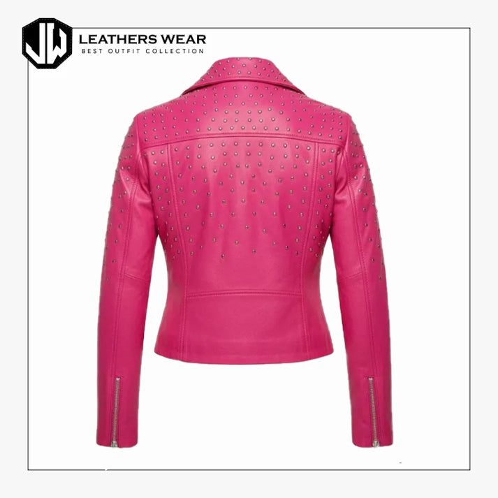 Womens Studded Leather Moto Jacket