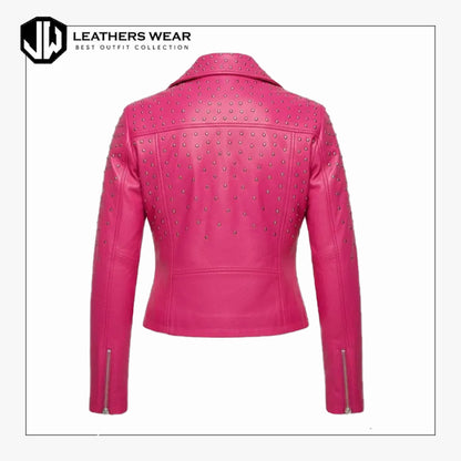 Womens Studded Leather Moto Jacket