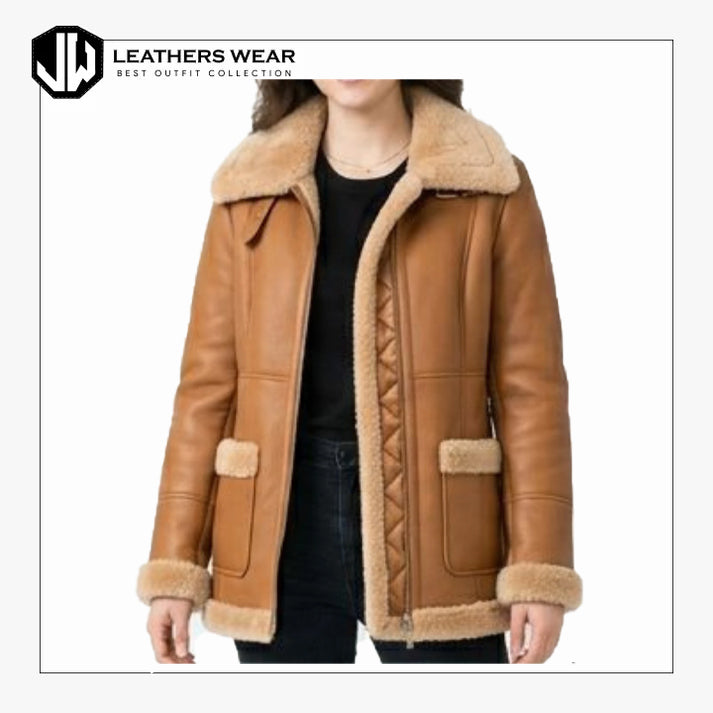 Womens Tan Brown Genuine Leather Jacket