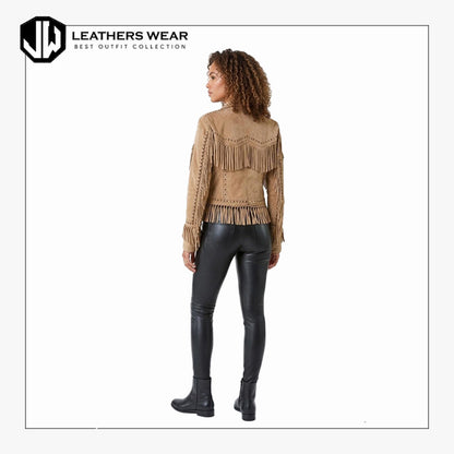 Womens Tan Suede Leather Western Jacket