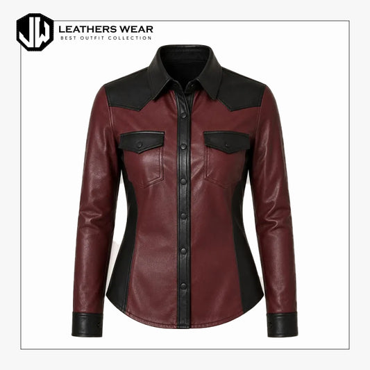 Womens Two Tone Leather Shirt