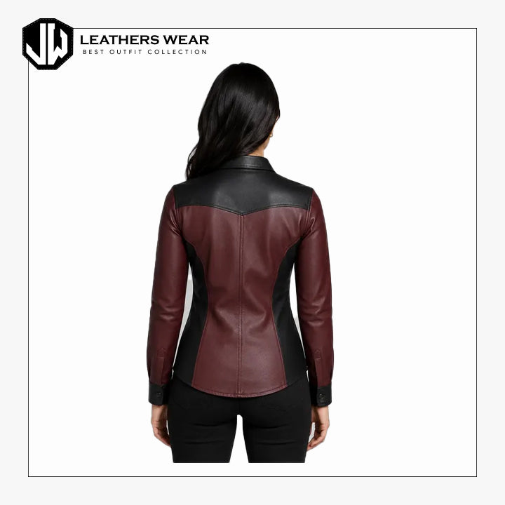 Womens Two Tone Leather Shirt