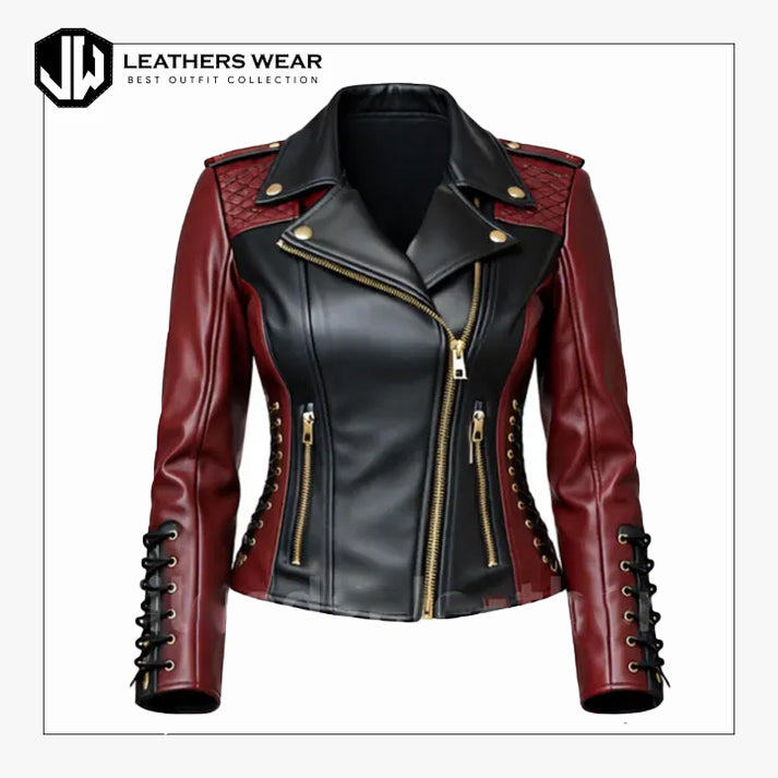 Womens Two Tone Motorcycle Jacket