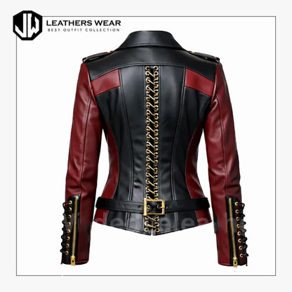 Womens Two Tone Motorcycle Jacket
